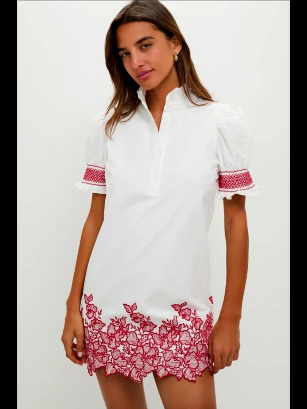 Hyacinth House White & Red Embroidered Eliza Mini Dress